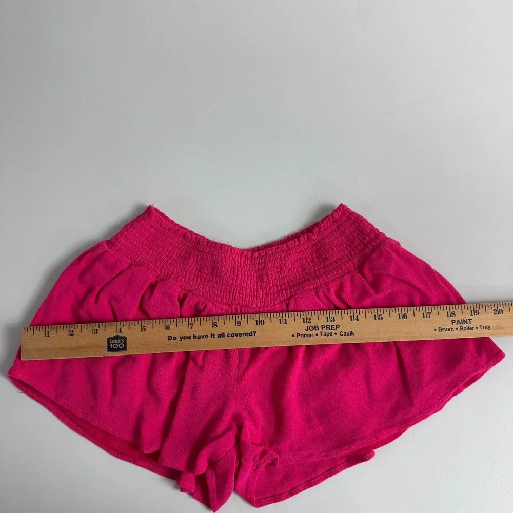 Hayden Girls Flowy Smocked Waist Shorts Pink Gauze Lined Size L